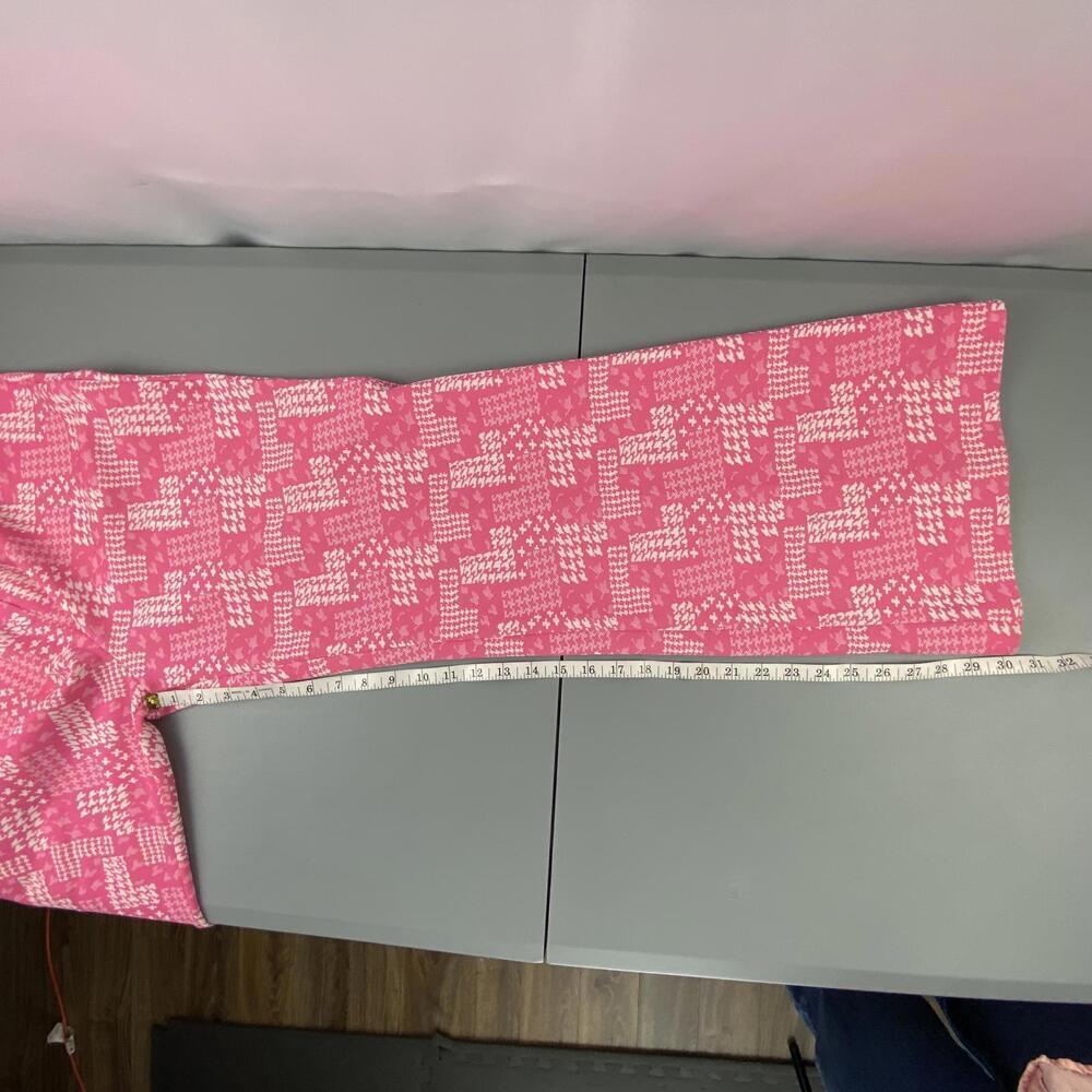 Vintage Rare Trendy Pink & White Check Print Wide-Leg Pants with Belt - Picture 15 of 16
